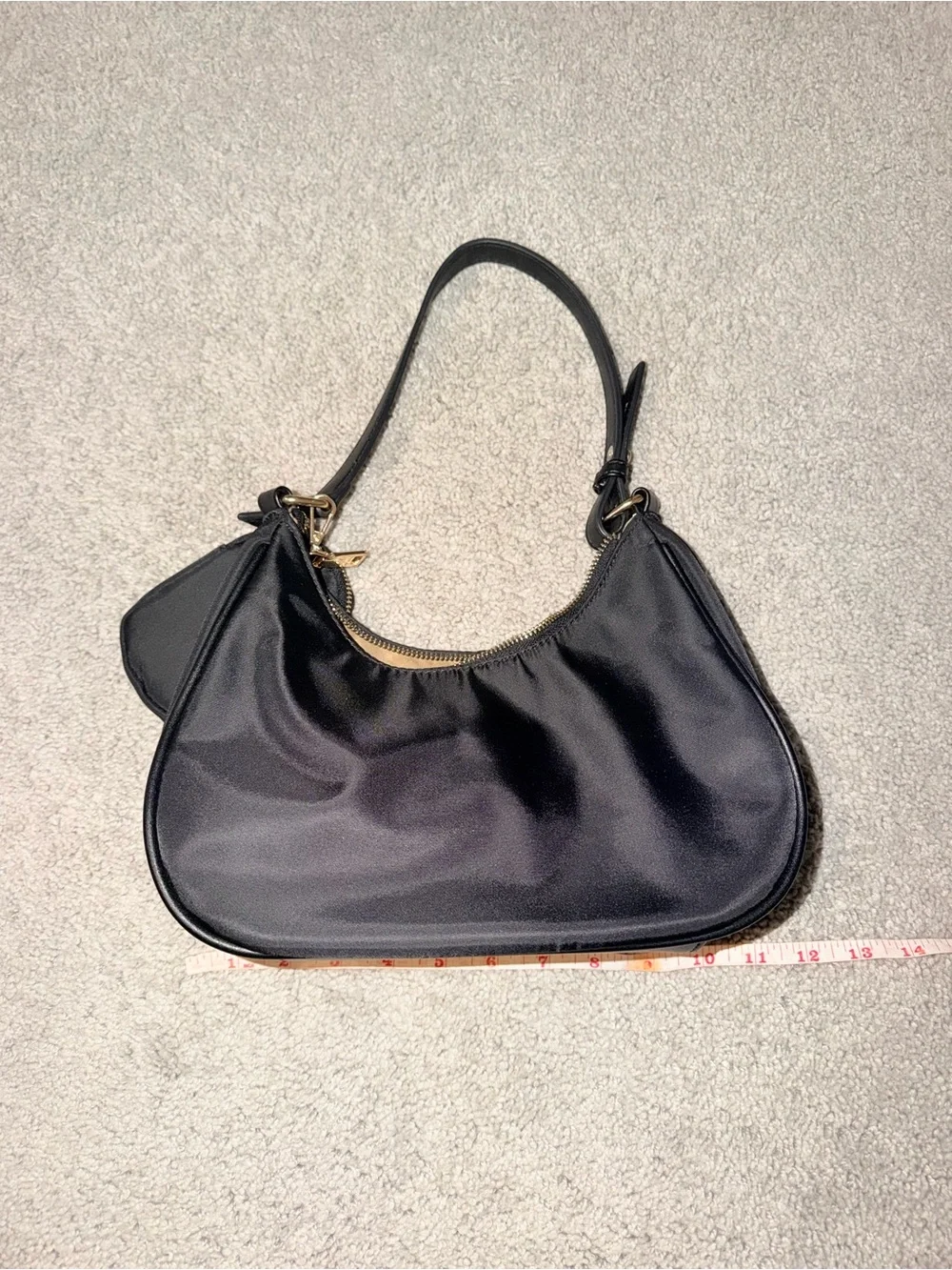 Classic Black Shoulder Bag with Coin Pouch